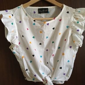 Vintage 80s crop top heart print